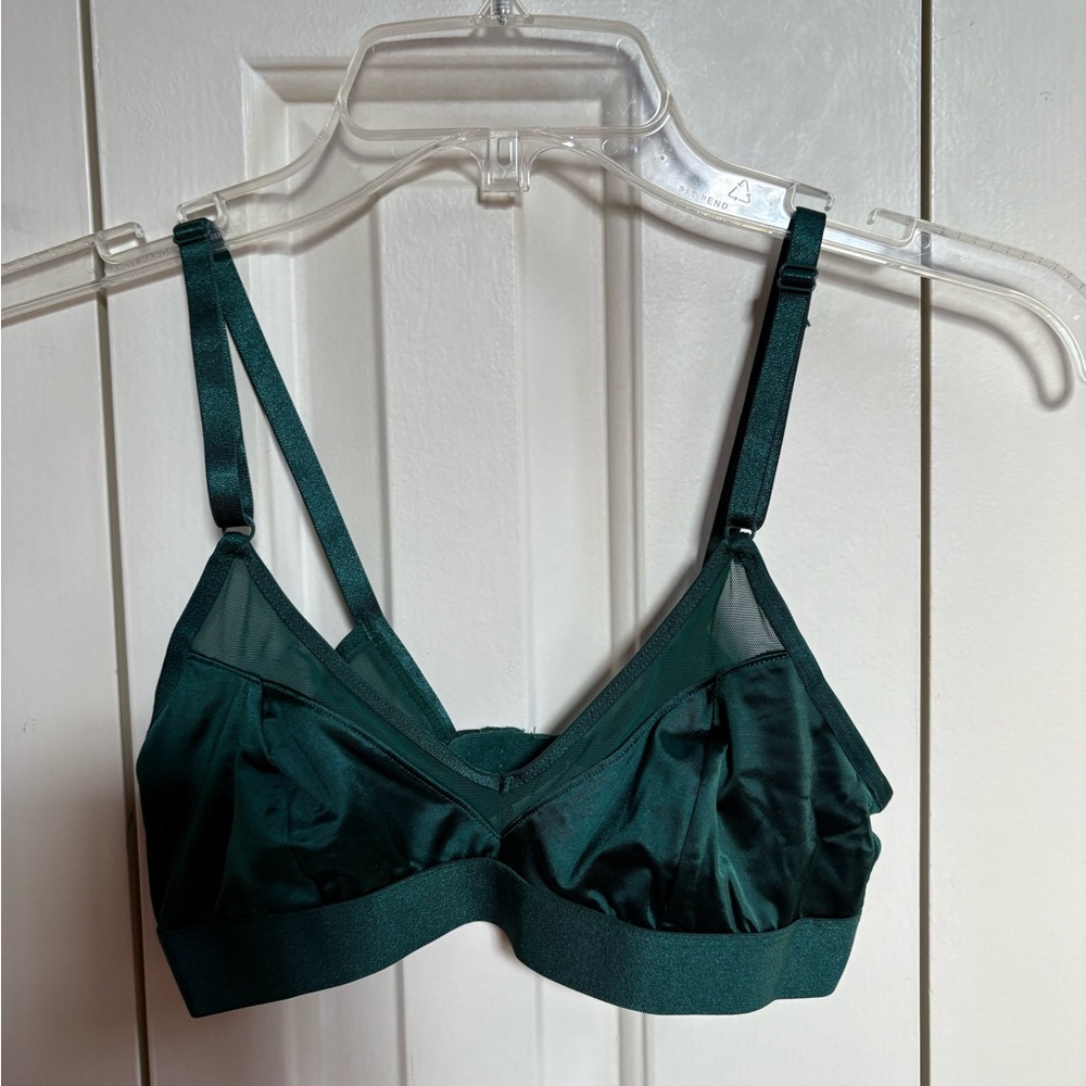 Auden Deep Green Satin Bralette